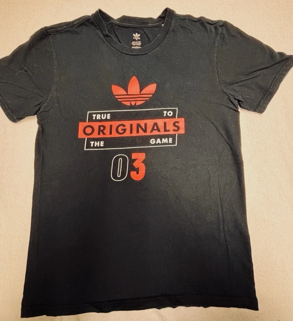 Mens Adidas Black w Pink Originals True to the Game T Shirt S Unworn?